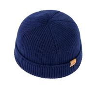 TOP-EX XL/XXL 100% Merino Wool Fisherman Beanie Hat Men & Women Big Head, Unisex Thermal Wool Hats, Winter Cap Trawler Knitted Cuffed Hat for Outdoor Hiking Golf - Metro Navy