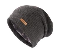 TOP-EX XL/XXL Merino Wool Satin Lined Slouchy Beanie Men Women Warm Winter Hat Big Large Head Knit Hat Grey XL/XXL