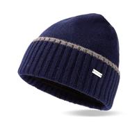 TOP-EX XL/XXL Unisex 100% Merino Wool Beanies Hats Fleece Lined Winter Knitted Hat Thermal Cuffed Beanie Cold Weather Skull Hat for Ski Toboggan Snowboarding Navy M/L