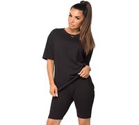 Top Fashion18 Ladies Oversize T-shirt Plain Cycling Shorts Co-Ord -Loungewear Tracksuit Set Size 8-24