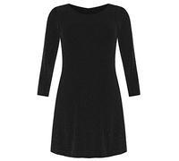 Top Fashion18 Ladies Plus Size Lurex Sparkle Long Sleeve Party Womens Glitter Swing Dress Short Top UK Size 14-28 Silver
