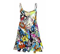 Top Fashion18 Plus Womens Printed Strappy Sleeveless Ladies Mini Dress Vest Top Size 8-30 (24-26, Bang Wow Print)