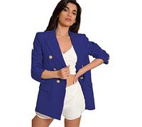 Top Fashion18 Women's Blazer Suit Slim Long Sleeve Plain Italian 3 Gold Button Coats Jackets Waistcoats Cardigan UK 8-16 (as8, Numeric, Numeric_8, Numeric_10, Regular, Regular, Navy Blue, S/M 8-10)
