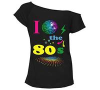 Top Fashion18 Womens I Love The 80s 90s T Shirt Short Sleeves Retro Fancy Dress Parties Tees Top UK 8-20 (2XL 20-22, Tshirt Globe 80s Black)