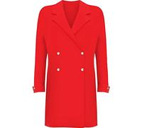 Top Fashion18 Women's Plus Long Sleeve Mini Blazer Dress Ladies Button Accent Top Jacket Plain Size 14-28 (20, Red)