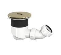 TOP-FIX Easy Fit Shower Tray Waste 90mm Top Fix with Elbow - Brushed Brass - SHW-TOP-01-BB (PDT-000733)