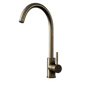 Top-Fix Swan Single Lever Kitchen Mixer Tap - Antique Brass| Modern Swan-Neck Kitchen Sink Mixer | Easy Top-Mount Installation | 360° Swivel Spout | Durable Brass Body & Smooth Single-Handle Control