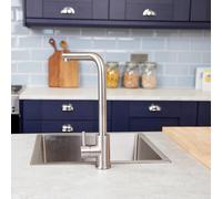 Top-Fix | Vito L Neck Style Kitchen Mixer Tap | Brushed Steel Finish - Brushed Steel