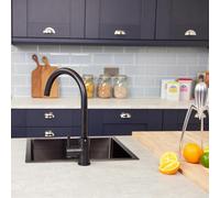 Top-Fix | Vito L Neck Style Kitchen Mixer Tap | Matt Black Finish - Black