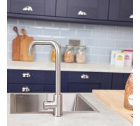 Top-Fix | Vito Square Neck Style Kitchen Mixer Tap | Brushed Steel Finish - Brushed Steel