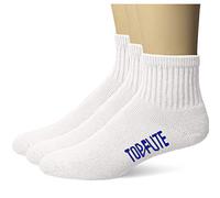 Top Flite Men's Sport Full Cushion Quarter Socks 3 Pair Pack, White, Shoe Size: 9-13 (Pack of 3)