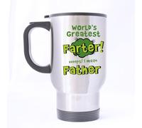 Top Funny Father's Day Sarcasm Mug - Worlds Greatest Farter.Oops I Meant Father Theme - 100% Stainless Steel Material Travel Mugs - 14oz sizes