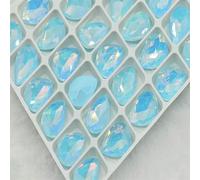 Top Glitter Rhinestone Crystal Glass Beads Pointback Teardrop Stone to Crafting Supplies for Needlework jewelery Stones-Aquamarine AM-13.0mmx18mm 28pcs