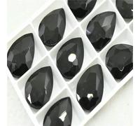 Top Glitter Rhinestone Crystal Glass Beads Pointback Teardrop Stone to Crafting Supplies for Needlework jewelery stones-black-18mmx25mm 12pcs