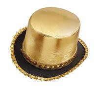 Top Gold Lame withSequin Trim Felt Top Hats Caps & Headwear for Fancy Dress Costumes Accessory