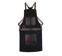 Top Grain Leather Black Canvas Crossbody Apron Butcher Apron - Cook Apron - BBQ Apron - Cooking Apron - DIY Apron - Woodwork Apron Gift for Him Gift for Her