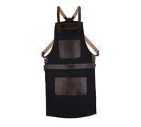 Top Grain Leather Black Canvas Crossbody Apron Butcher Apron - Cook Apron - BBQ Apron - Cooking Apron - DIY Apron - Woodwork Apron Gift for Him Gift for Her