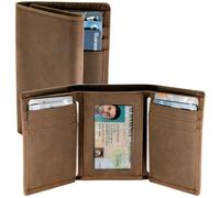 Top Grain Leather Trifold Wallet for Men,Ultra Strong Stitching,Handcrafted Argentinian Leather,RFID Blocking,Extra Capacity Trifold Wallet ,brown,One Size Fits All
