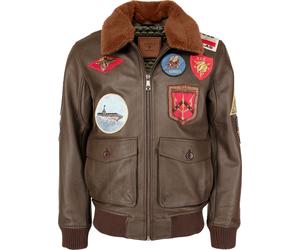 Top Gun 20201007 , leather jacket L Dark Brown