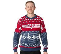Top Gun Adults Christmas Jumper | Mens Ladies Fighter Jet Plane Movie Logo Festive Navy Red Knitted Sweater | Xmas Gifts for Him Her XXL
