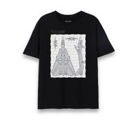 Top Gun Maverick Mens T-Shirt | Adults Fighter Jet Blueprint Short Sleeve Graphic Tee in Black | F/A-18 Super Hornet Jet USA Action Movie Apparel Top | Iconic Film Series Merchandise Gift