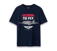 Top Gun Maverick Mens T-Shirt | Adults Born to Fly Navy Short Sleeve Graphic Tee | Distressed Fighter Jet Vintage Style USA Action Movie Apparel Top | Iconic Film Series Merchandise Gift