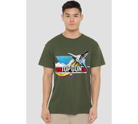 TOP GUN Distressed Logo T-Shirt, Military Green | Size: Large Top Gun Green L