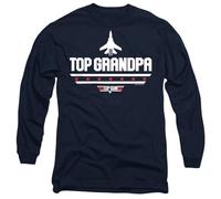 Top Gun Father's Day Top Grandpa Unisex Long Sleeve T Shirt, Navy, XL