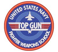 Top Gun Fighter Weapons School USA United States Navy Premium Fully 100% Embroidered Patch 10cm Iron on, sew on, Tactical Loop Options - Fully embrolidered Professional Tactical Grade Patch