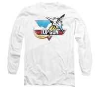 Top Gun Jet Swoop Logo Unisex Adult Longsleeve T Shirt, White, X-Large