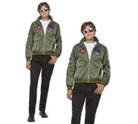Top Gun Maverick Bomber Jacket 80s Licensed Film Fancy Dress Costume