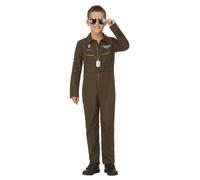 Top Gun: Maverick Boy's Aviator Costume Jumpsuit in Green | Size: 4-6 Years Top Gun: Maverick Green 4-6 Years
