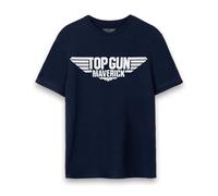 Top Gun Maverick Mens T-Shirt | Adults Classic Logo Short Sleeve Graphic Tee in Navy | Distressed Fighter Jet Vintage Style USA Action Movie Apparel Top | Iconic Film Series Merchandise Gift
