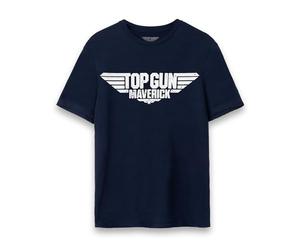 Top Gun Maverick Mens T-Shirt | Adults Classic Logo Short Sleeve Graphic Tee in Navy | Distressed Fighter Jet Vintage Style USA Action Movie Apparel Top | Iconic Film Series Merchandise Gift