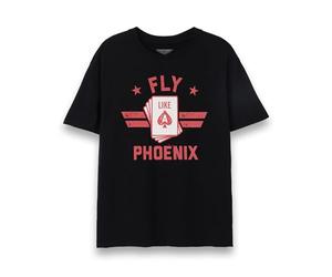 Top Gun Maverick Mens T-Shirt | Adults Fly Like a Phoenix Short Sleeve Graphic Tee in Black | Action Movie Ace of Spades Apparel Top | Iconic Film Series Merchandise Gift