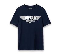 Top Gun Maverick Mens T-Shirt | Adults Classic Logo Short Sleeve Graphic Tee in Navy | Distressed Fighter Jet Vintage Style USA Action Movie Apparel Top | Iconic Film Series Merchandise Gift