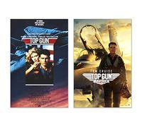 Top Gun Maverick & Top Gun 1986 Movie Poster Prints - Set of 2 Collectors Wall Art Photos - Tom Cruise as Pete "Maverick" Mitchelll