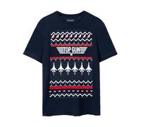 Top Gun Mens Blue Christmas Fairisle Short Sleeved T-Shirt - Medium