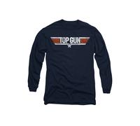 TOP GUN Men's Distressed Logo Long Sleeve T-Shirt, Navy | Size: Medium Top Gun Navy M