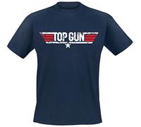 Top Gun Distressed Logo Men T-Shirt Navy XXL, 100% Cotton, Regular