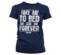 Top Gun Officially Licensed Take Me to Bed Or Lose Me Forever Women T-Shirt (Navy)