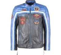 Top Gun Racing, leather jacket 4XL Black/Blue/Beige