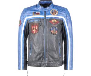Top Gun Racing, leather jacket L Black/Blue/Beige