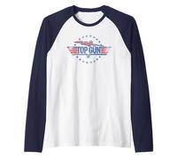 Top Gun Red and Blue Logo Action Movie Raglan Baseball Tee