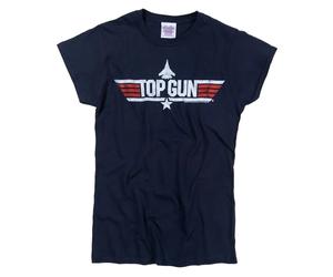 Top Gun Womens/Ladies Charlie Back Print Fitted T-ShirtS Blue TT105