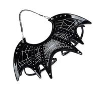 Top Handle Bag, Bat Shape Statement Purse with Studded Black Exterior for Dark Daily Outfit Pairing Wear Gothic Fashion Purse Dark Outfit Accessory Bat Wing Bag Glossy Handbag Shoulder Dramatic