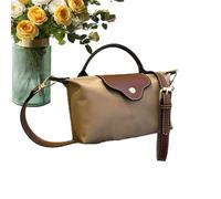 Top Handle Satchel - Nylon | Color Block Purse | Women's Handbag With Wide Shoulder Strap For Ladies, Daily, Dating, Carrying, Phone, Wallet, Laptop.