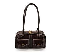 Top Handle Women Structured PU Leather Minimalist Tote Bag(Coffee