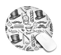 Top Hat Small Mouse Pad, Vintage Classic Mustache Scissors None Black Round Rubber Smooth Aesthetic Mousepads for Desk Desk Decor for Office Home Dorm Laptop Round 8x8 Inch