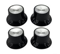 Top Hat Volume and Tone Knobs Set for For Les Standard LP ST Electric Guitars with Compatibility for Gibson and LP Style Bodies (Black)